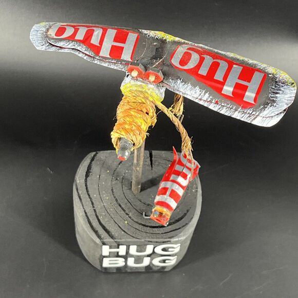 Whimsical Handmade Folk Tramp Art Tin Can Metal Sculpture Insect Hug Bug Figures - Picture 11 of 16